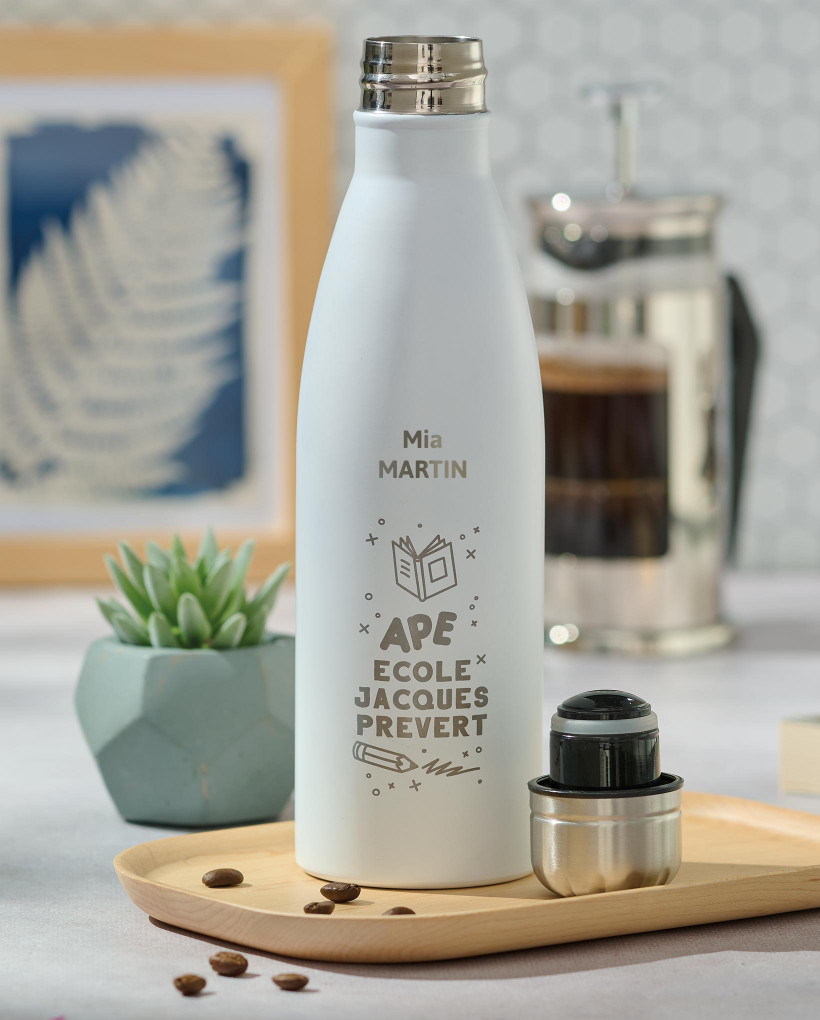 Bouteille Steel mate 50 cl nom/prénom 1