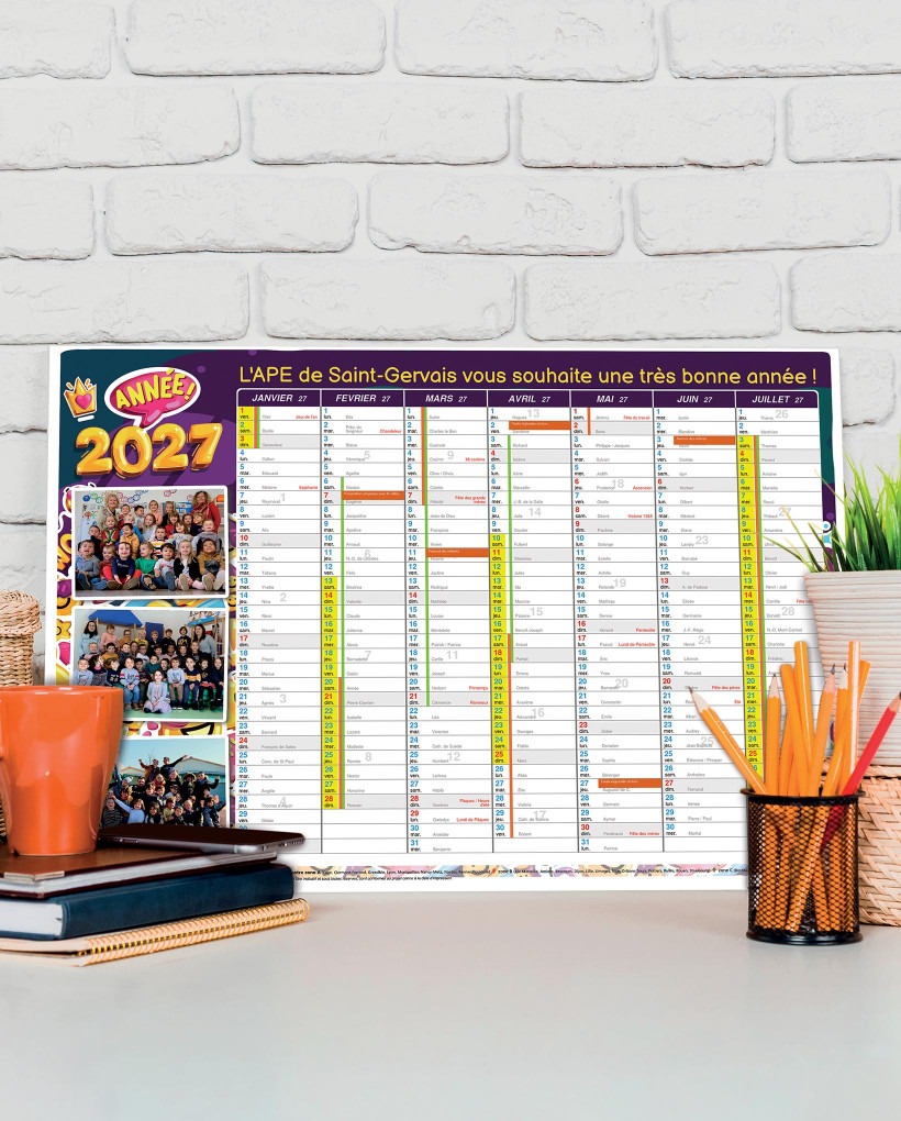Calendrier photos agenda école 2027 2