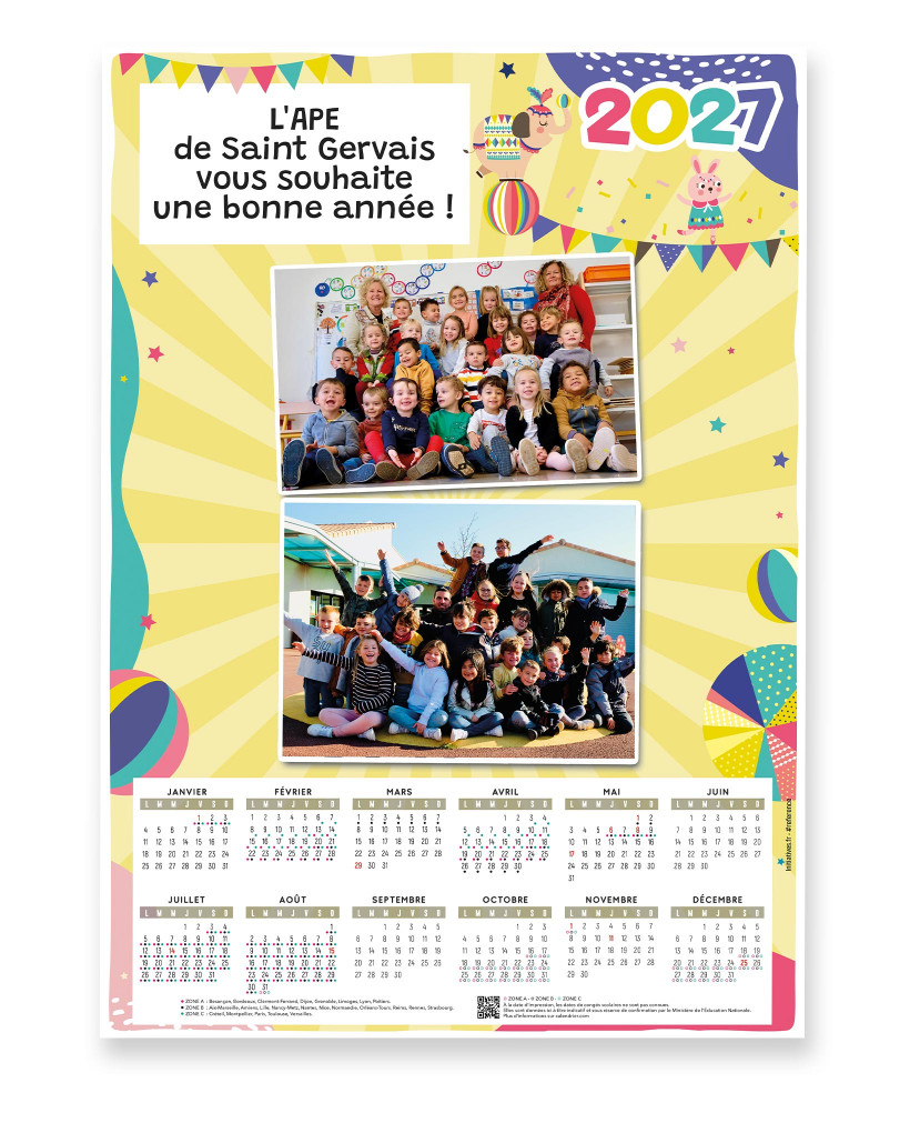 Calendrier photos école 2