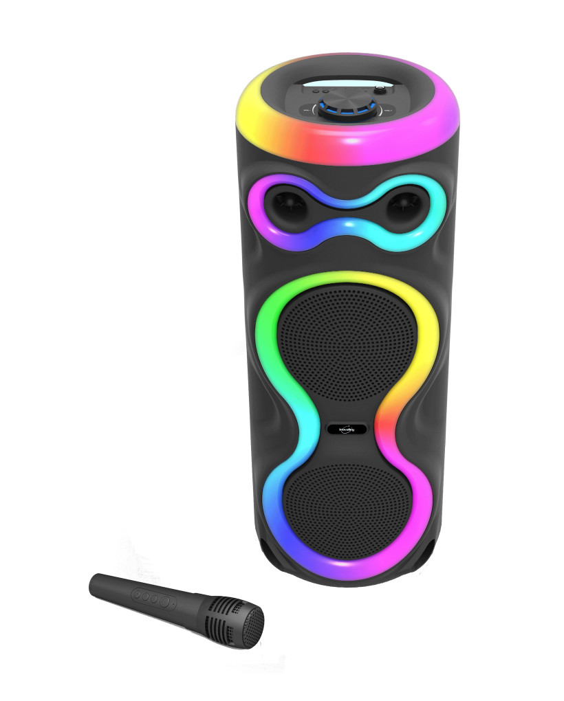 Enceinte karaoké lumineuse Bluetooth avec micro sans fil 1000 W 70 cm