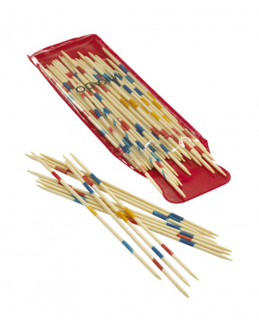 Jeu de mikado en bambou dans une pochette plastique