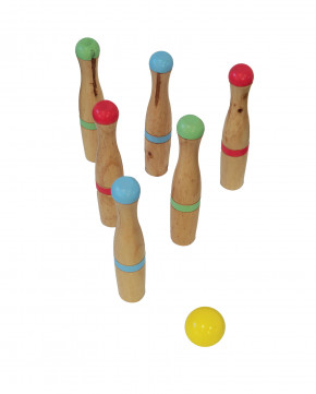 Jeu de quilles en bois 24 cm + balle en 