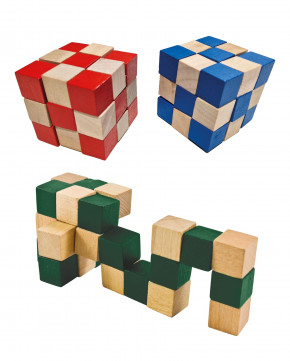 Lot de 12 cubes serpent magique en bois 