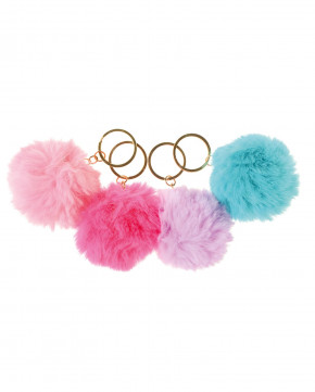 Lot de 12 porte-clés boule peluche