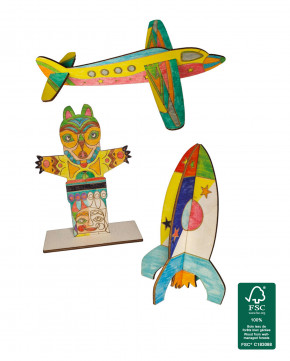 Lot de 20 maquettes en bois à décorer