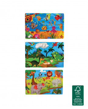 Lot de 24 Puzzles en bois FSC 30 pièces