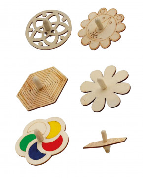 Lot de 24 toupies en bois à colorier