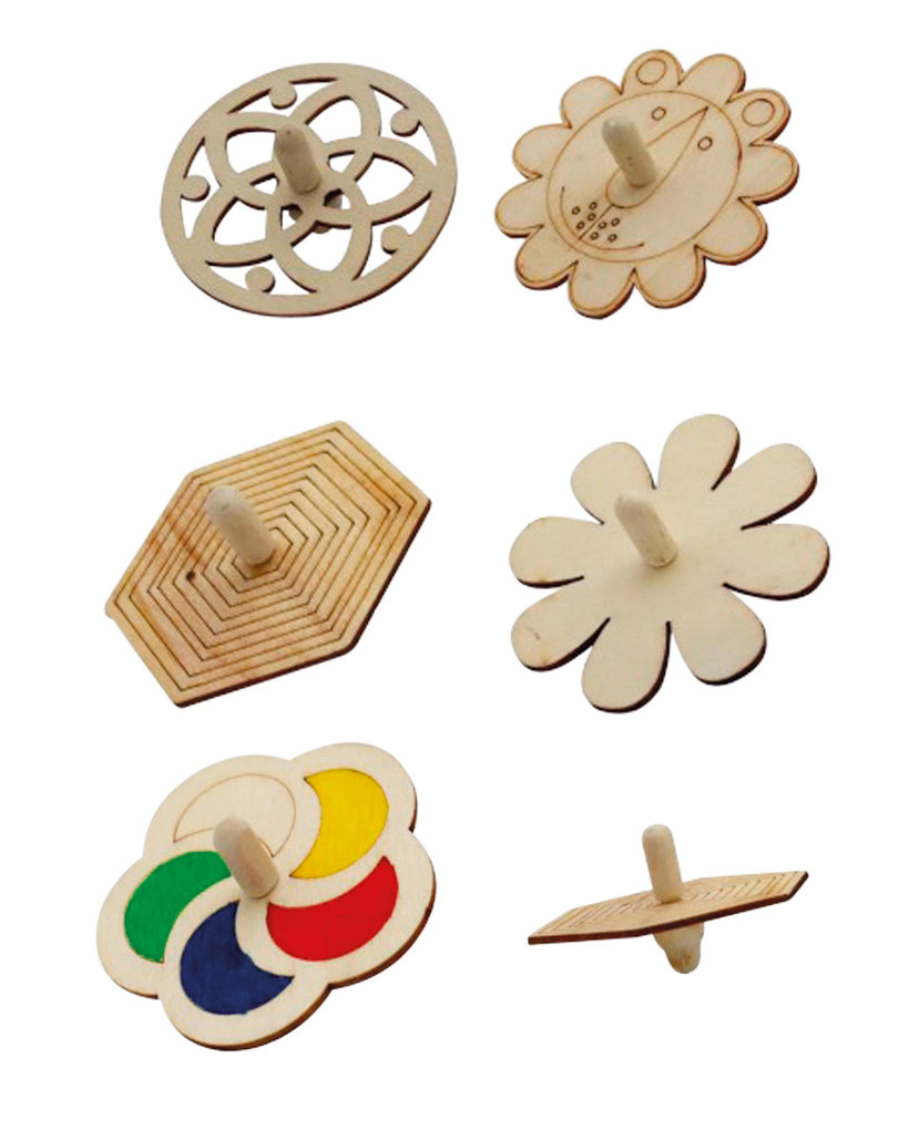 Lot de 24 toupies en bois à colorier 0