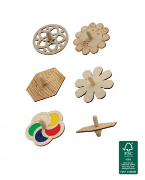 Lot de 24 toupies en bois à colorier