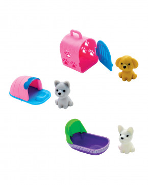 Lot de 48 chiens et leurs niches