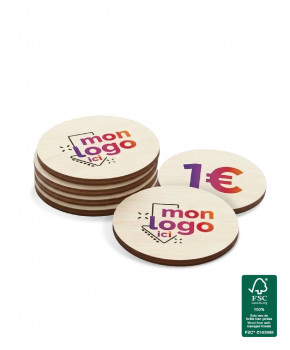 Lot de 100 jetons en bois FSC