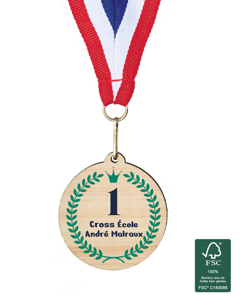 Médaille en bambou de 7 cm 2