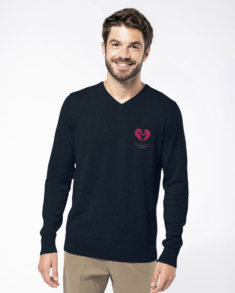 Pull col V broderie 0