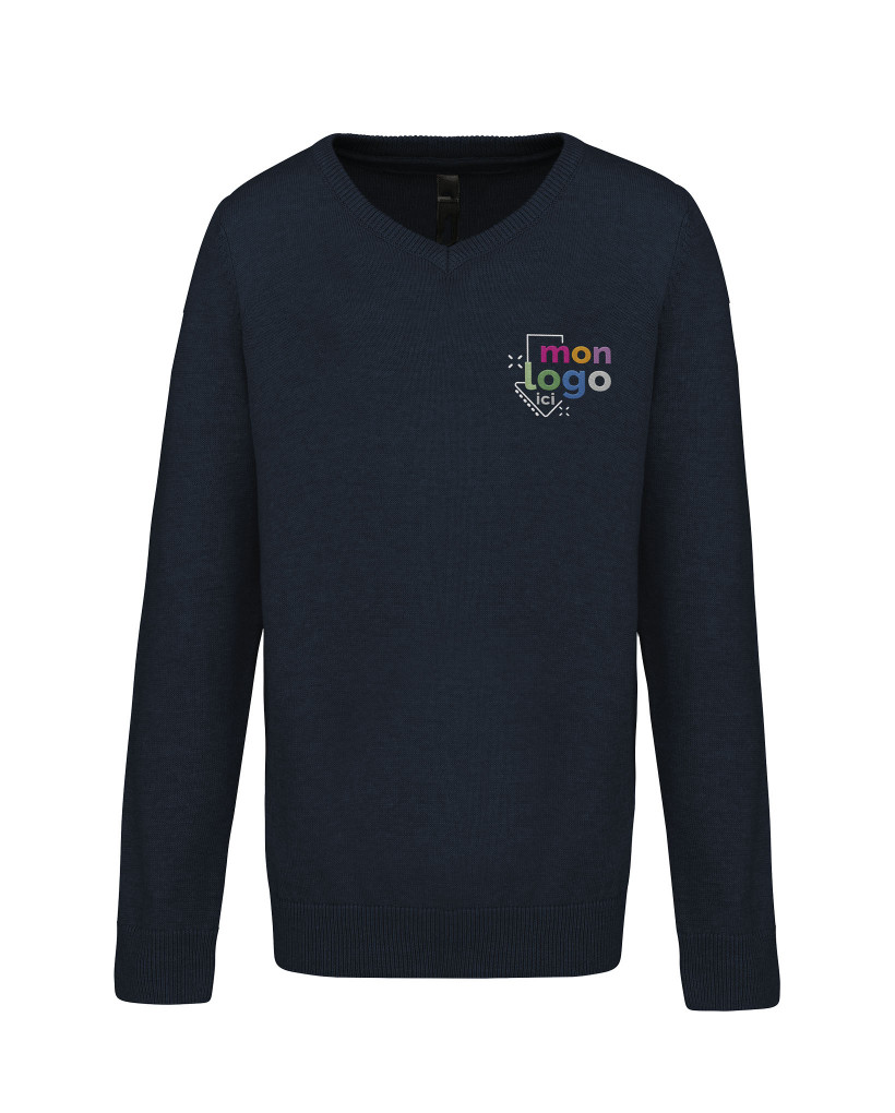 Pull col V broderie 2
