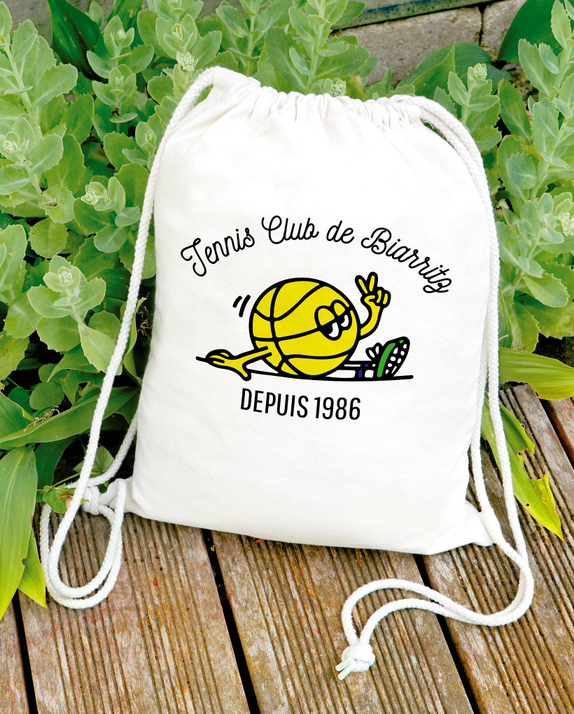 Sac à dos en coton naturel marquage multicolore 0