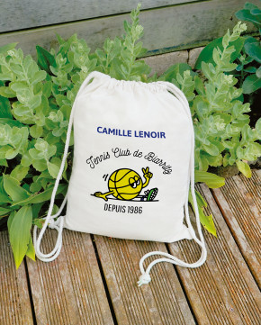 Sac à dos en coton naturel NOM/PRENOM marquage quadri