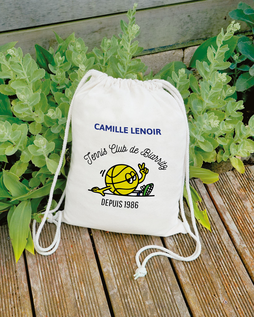 Sac à dos en coton naturel NOM/PRENOM marquage quadri 0