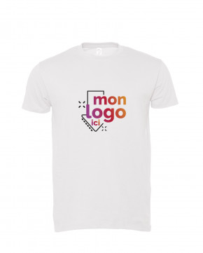 Tee shirt 150g en coton blanc impression multicolore