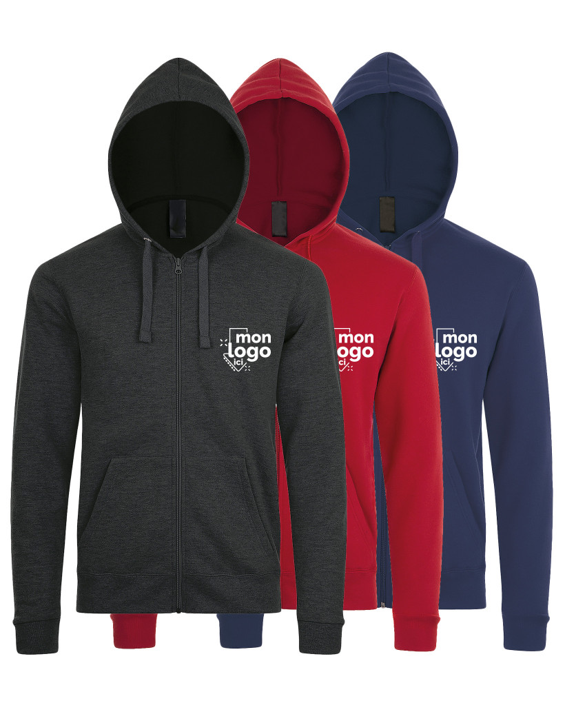Veste zippée à capuche imp 1 coul 3