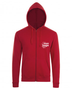 Veste zippée à capuche imp 1 coul