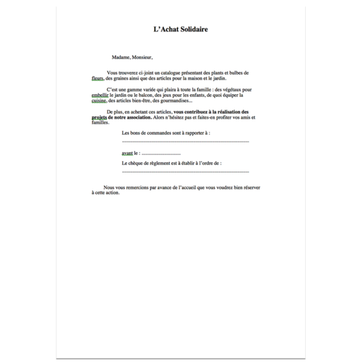 Lettre parents association
